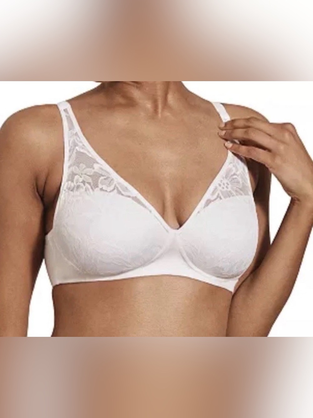 NEW BALI Breathe Full Coverage Wireless T-Shirt Bra DF7594 White Lace XL NWT